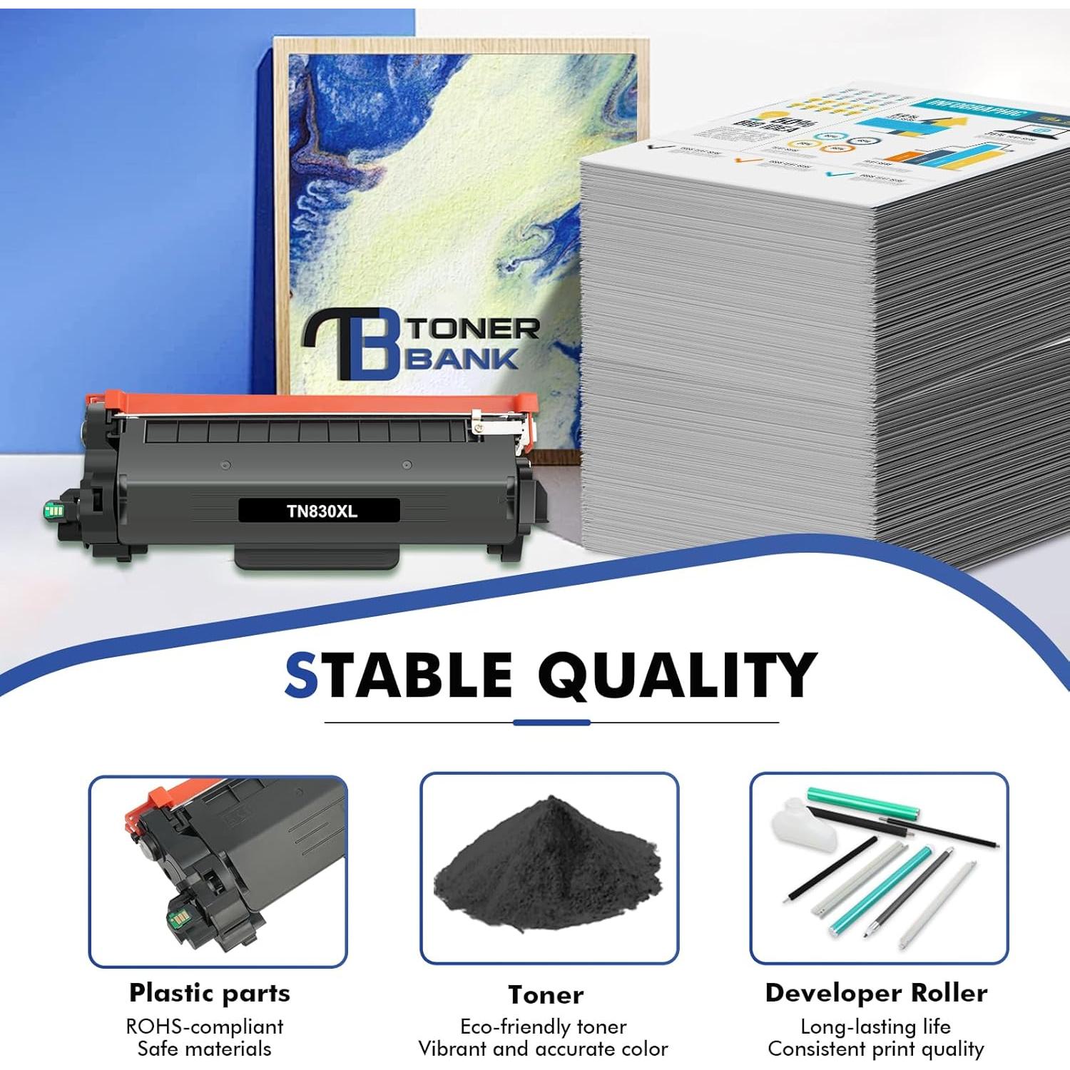 Tóner TN830XL Negro Compatible para Impresoras Brother - 4 Unidades