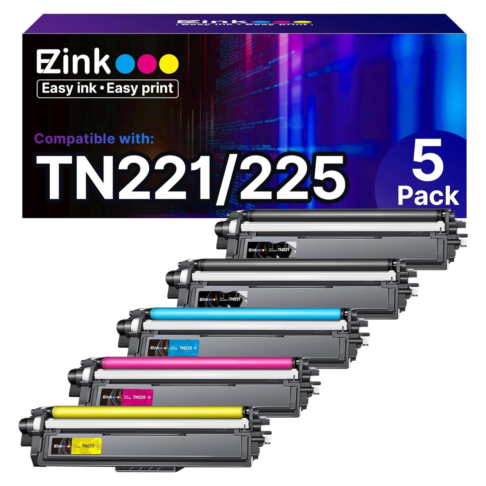 Cartuchos de Tóner E-Z Ink TN221 TN225 Compatibles 5 Pzs