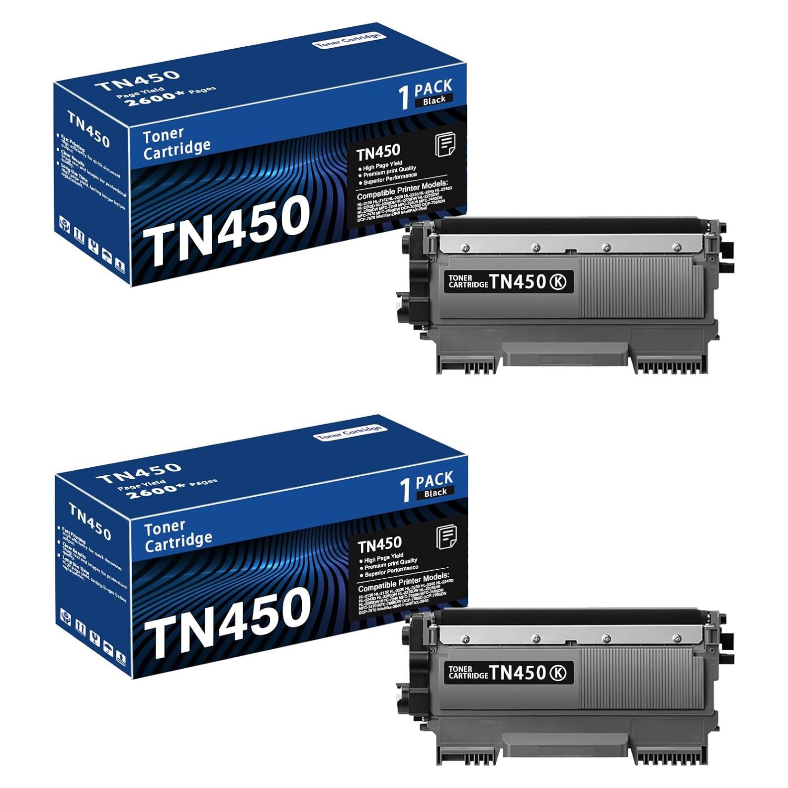 Cartucho de Tóner TN450 Negro Alto Rendimiento 2-Pack Brother