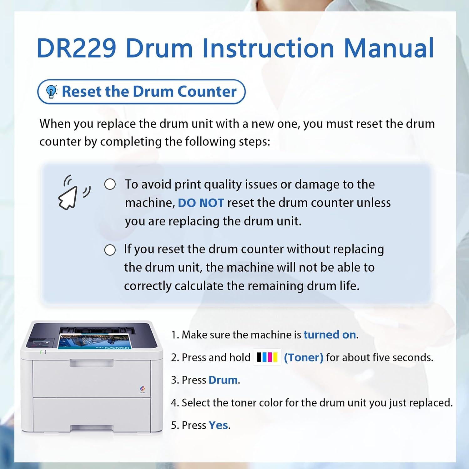 Unidad de tambor DR229CL 4-Pack MOLIMER para Brother