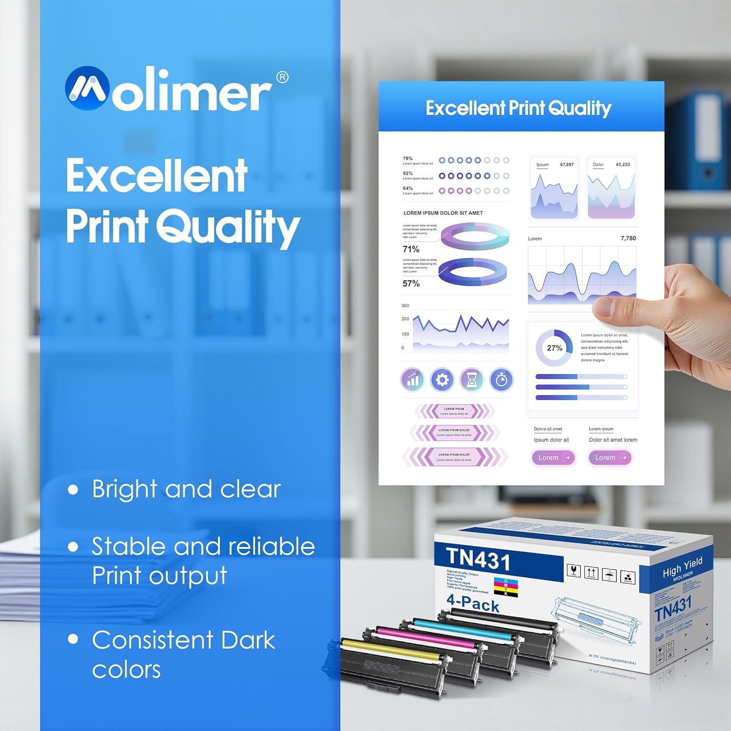 Cartuchos de Tóner Estward TN431 Paquete de 4 (Negro/Cian/Magenta/Amarillo)