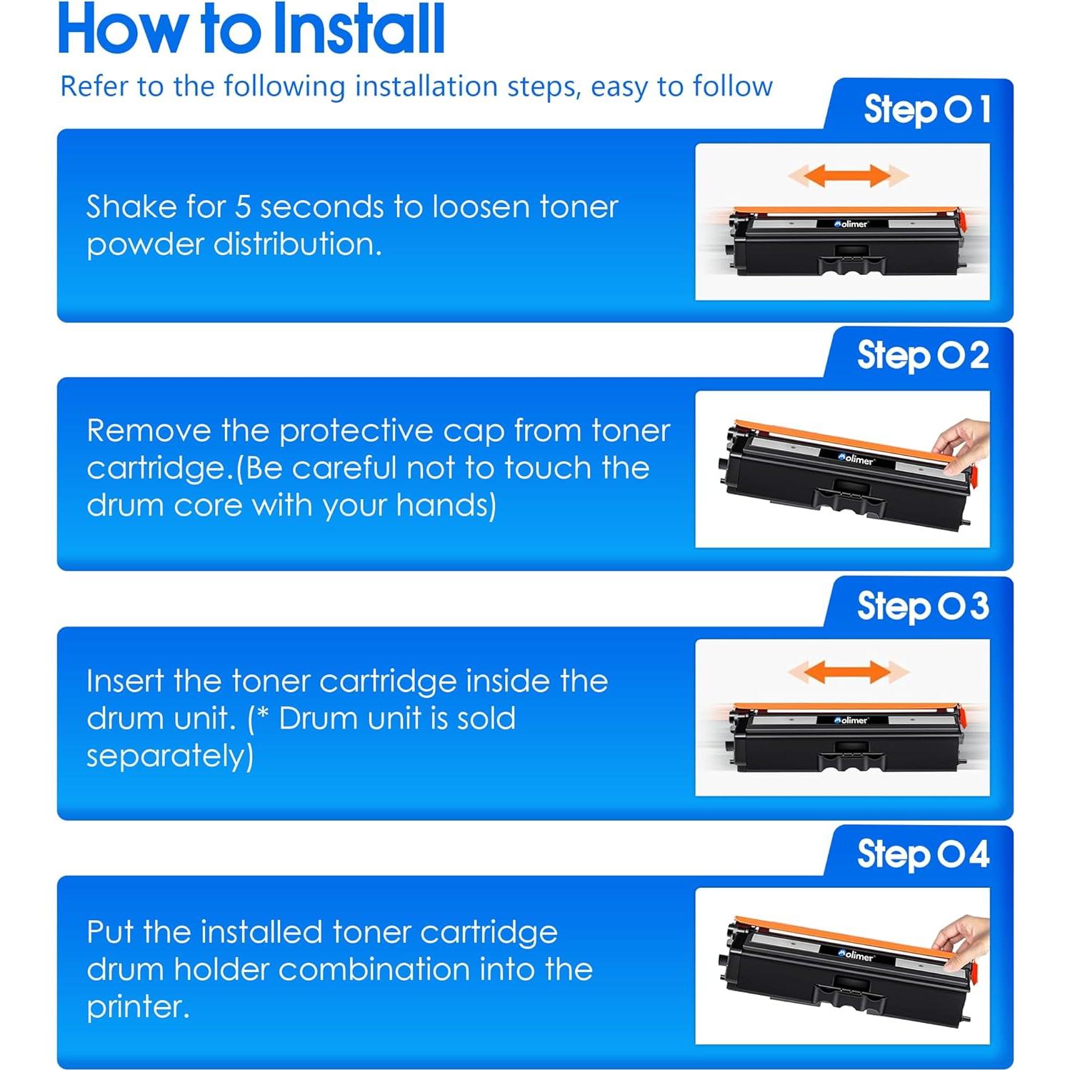Cartuchos de Tóner Estward TN431 Paquete de 4 (Negro/Cian/Magenta/Amarillo)