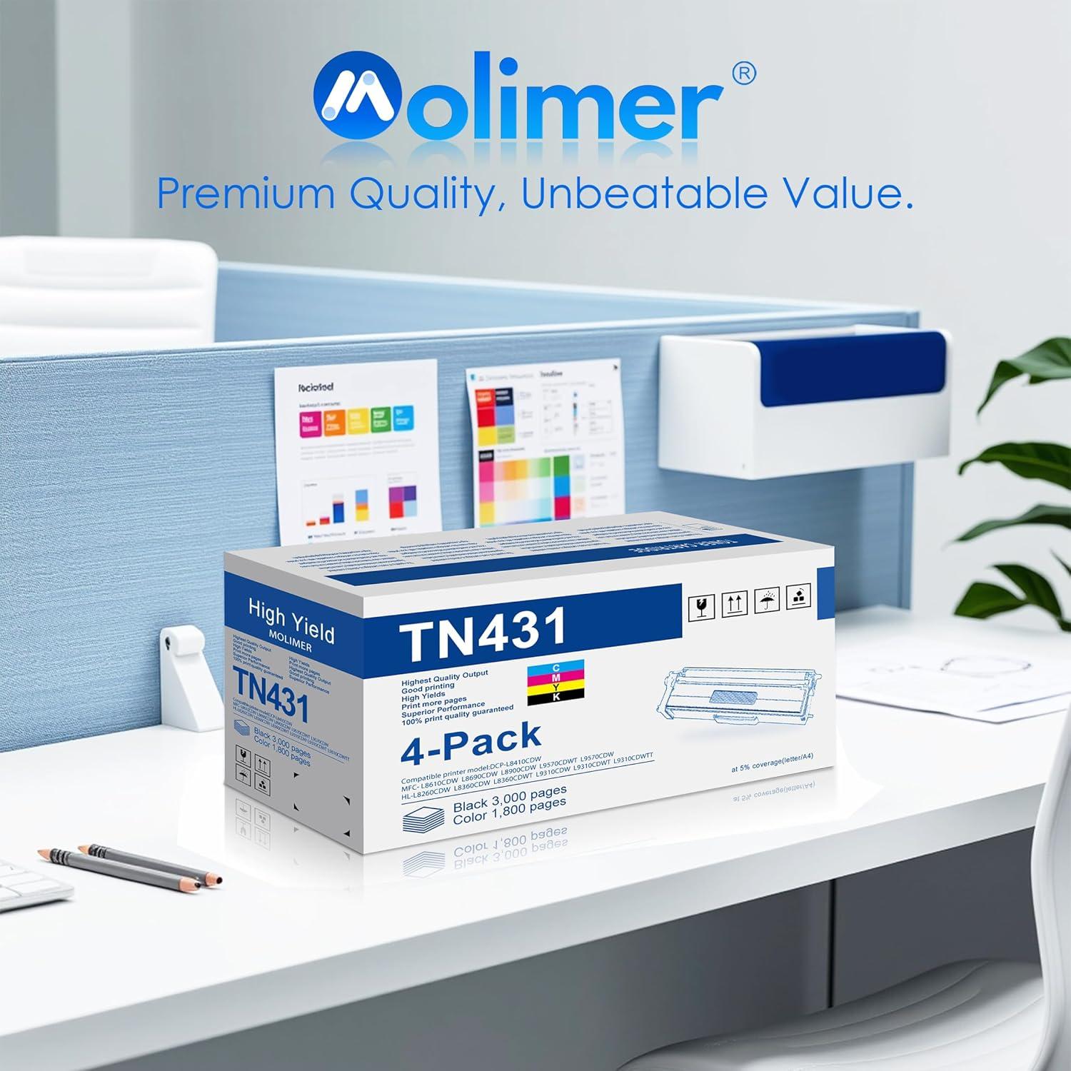 Cartuchos de Tóner Estward TN431 Paquete de 4 (Negro/Cian/Magenta/Amarillo)