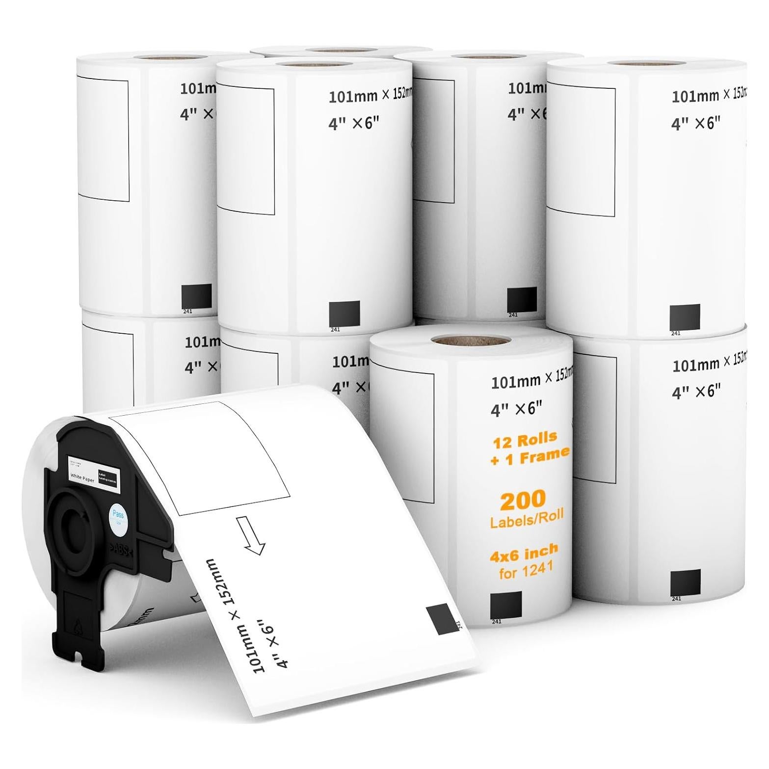 Etiquetas Térmicas Labelebal DK-1241 4" x 6" 12 Rollos 2400 Etiquetas
