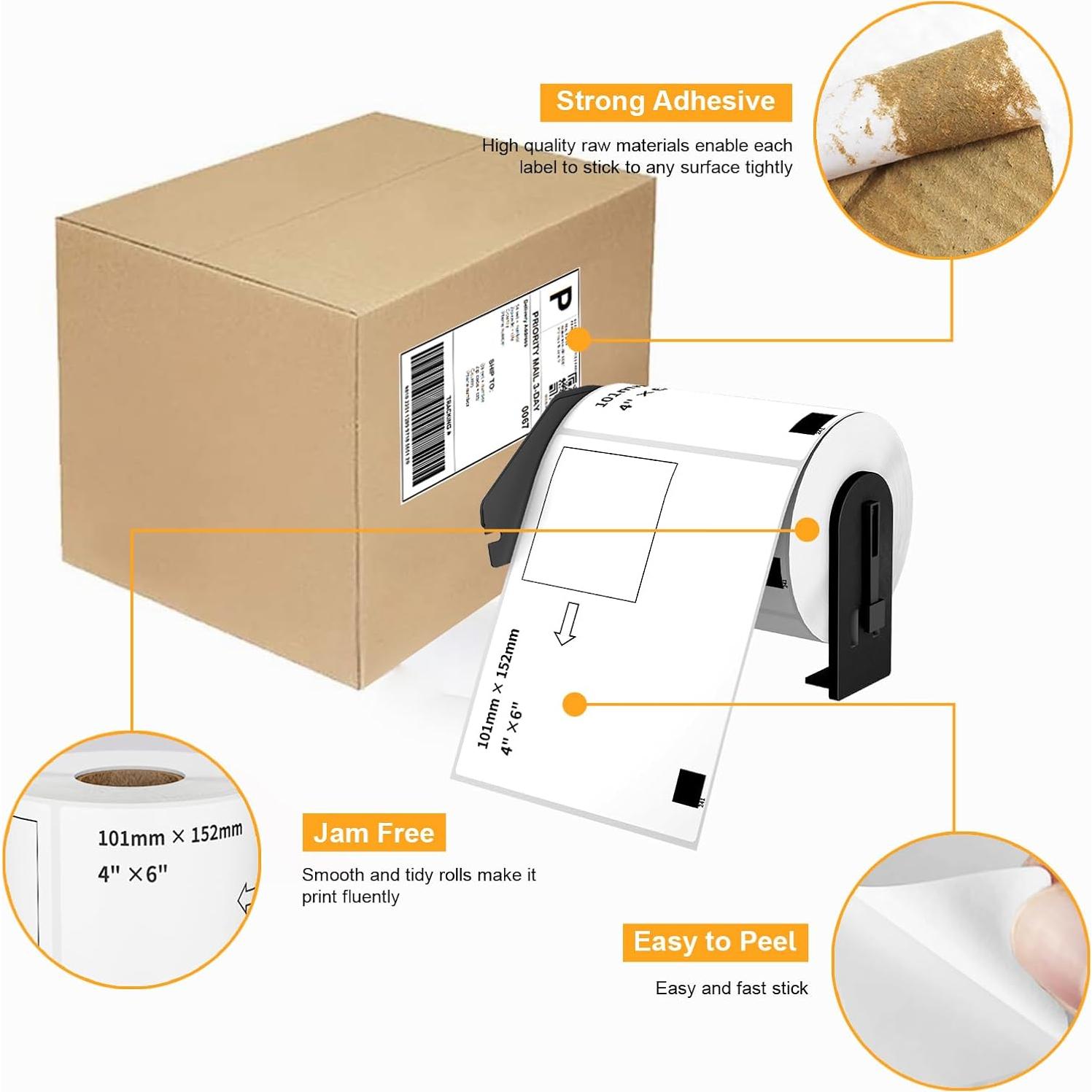 Etiquetas Térmicas Labelebal DK-1241 4" x 6" 12 Rollos 2400 Etiquetas