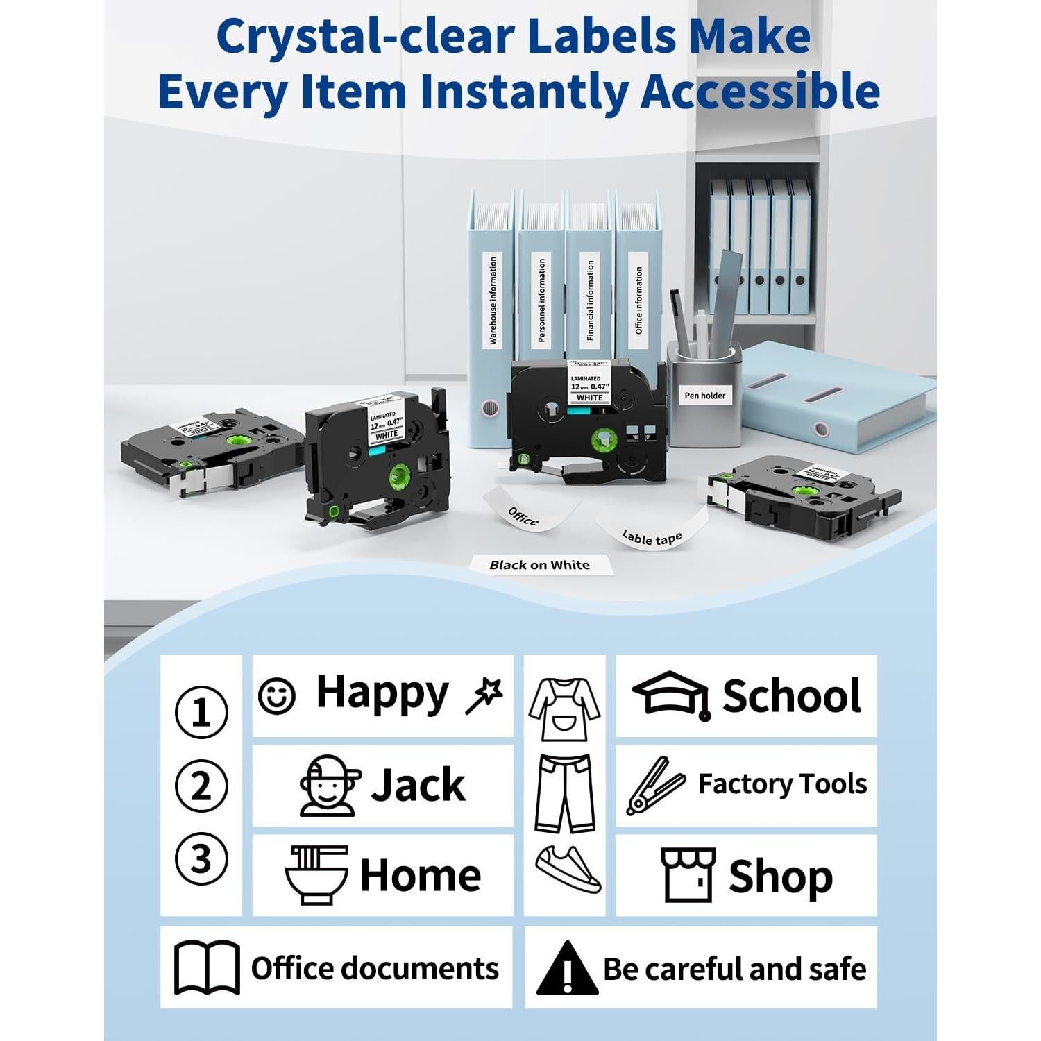 Cinta de Etiquetadora Greateam TZe-231 12mm Blanca - Paquete de 6