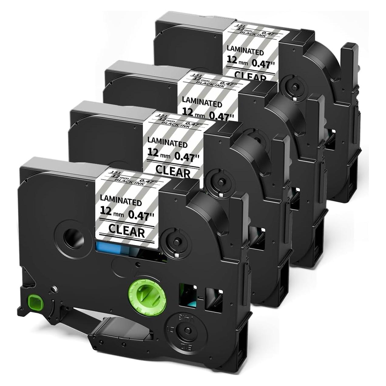 Cinta de Etiquetas Oozmas TZe 12mm Negra sobre Transparente