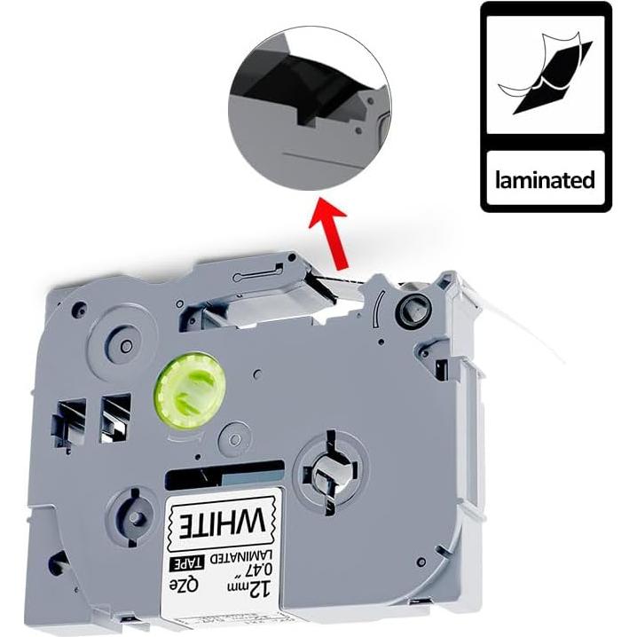 5 Pack Cinta de Etiqueta EcliptoVireo TZE231 12mm Blanca