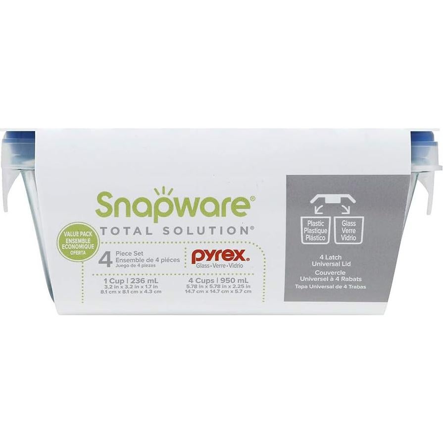 Conjunto de Contenedores de Almacenamiento Snapware 4 Piezas Vidrio