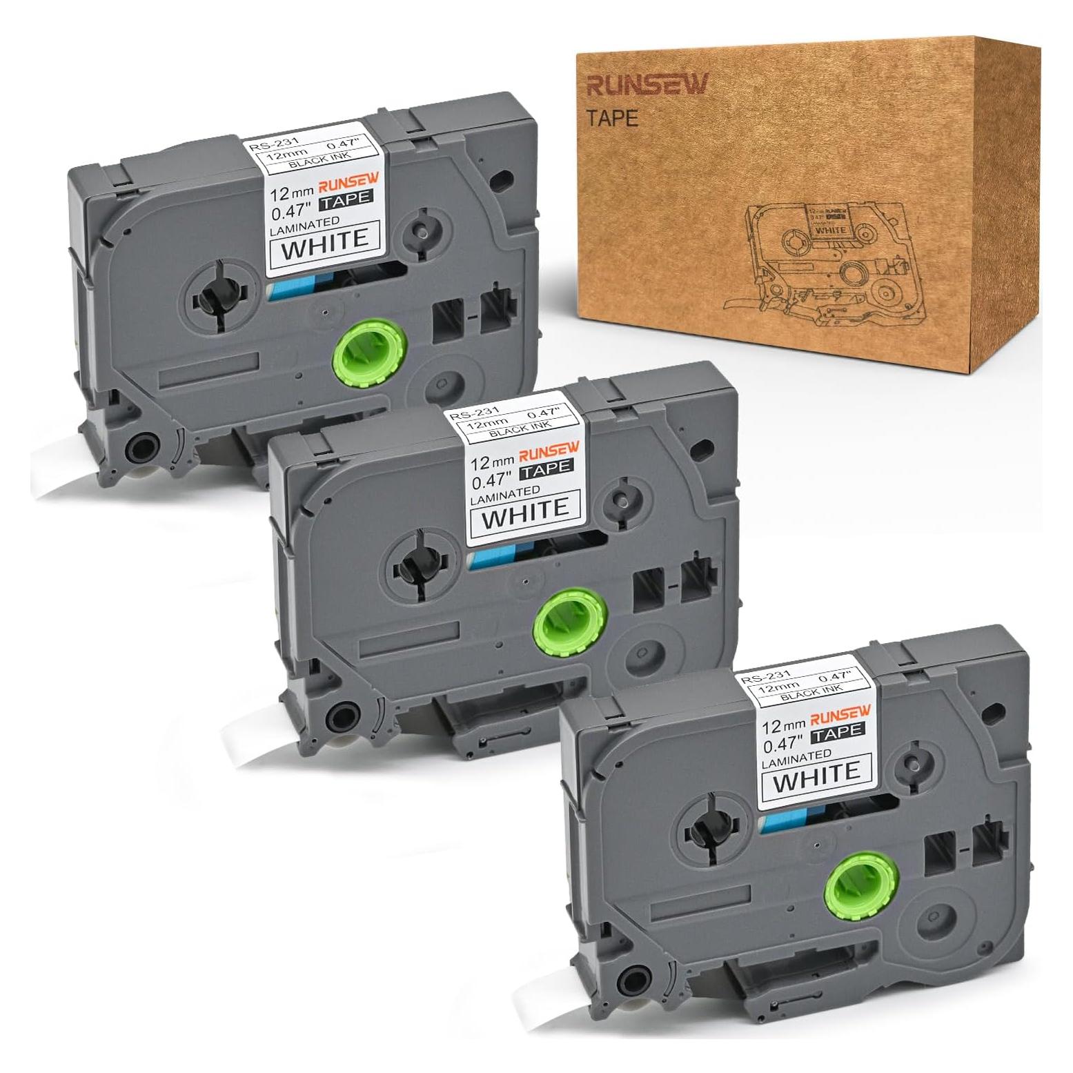 Paquete de 3 cintas de etiquetadora Brother TZe-231 12mm blancas