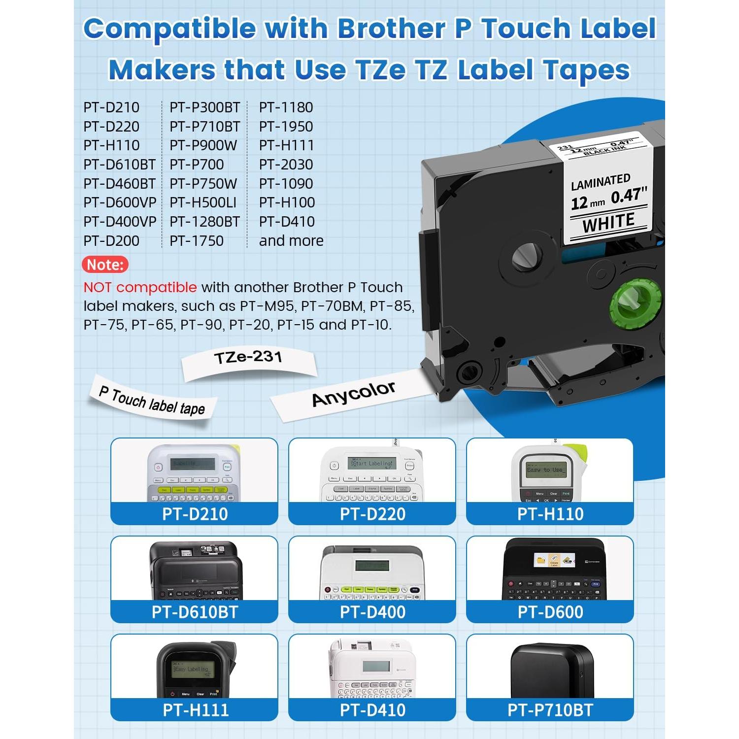 Cinta de Etiquetas Anycolor TZe 12mm Laminada 6 Colores