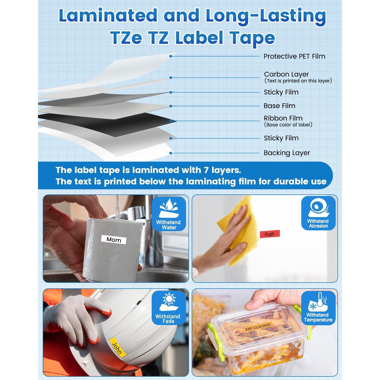 Cinta de Etiquetas Anycolor TZe 12mm Laminada 6 Colores