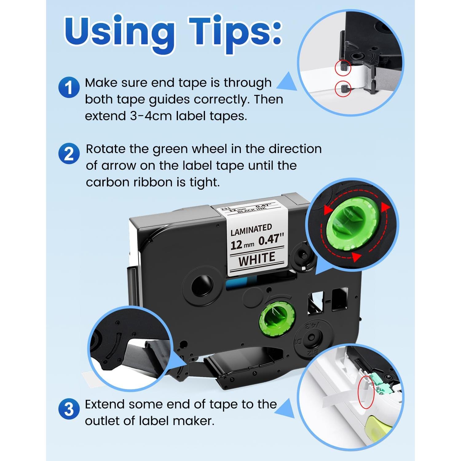 Cinta de Etiquetas Anycolor TZe 12mm Laminada 6 Colores