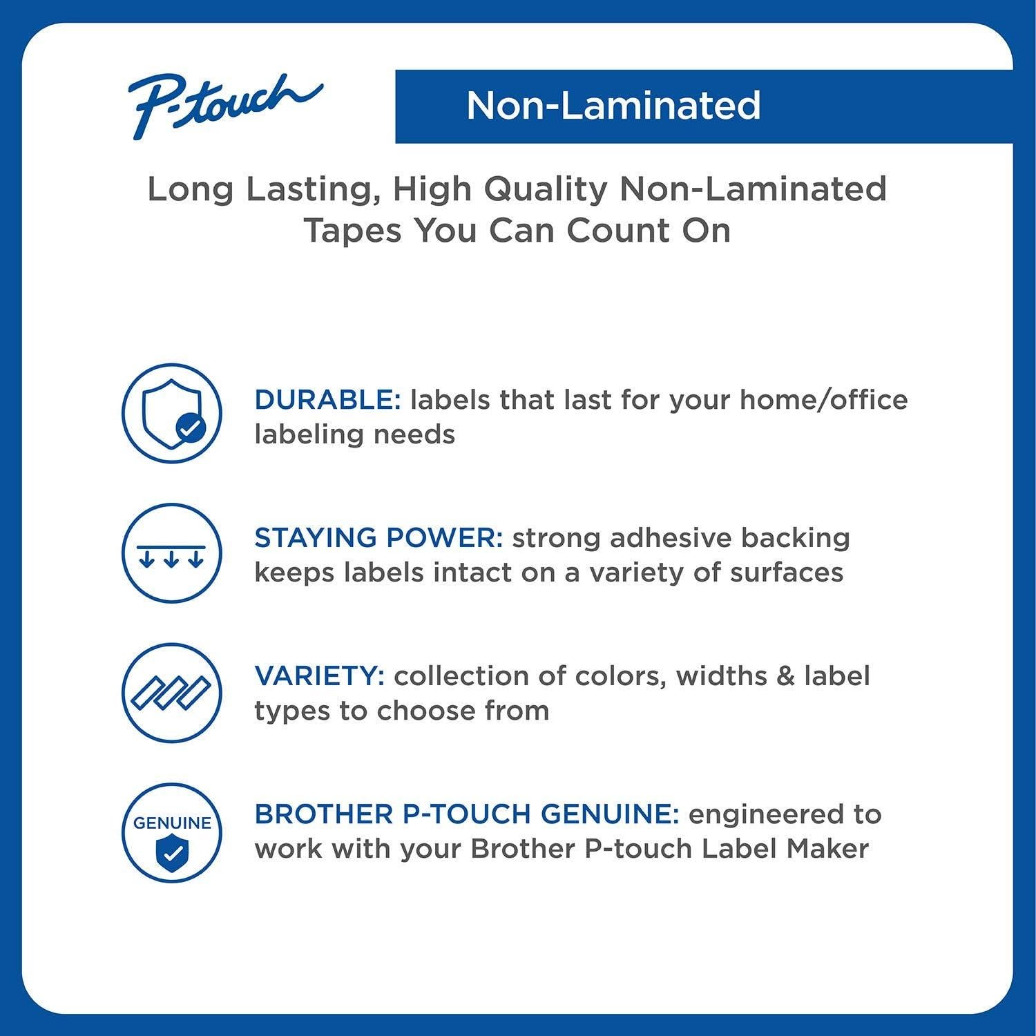 Cinta Brother M-2312PK 12mm Negro sobre Blanco 2 Paquete