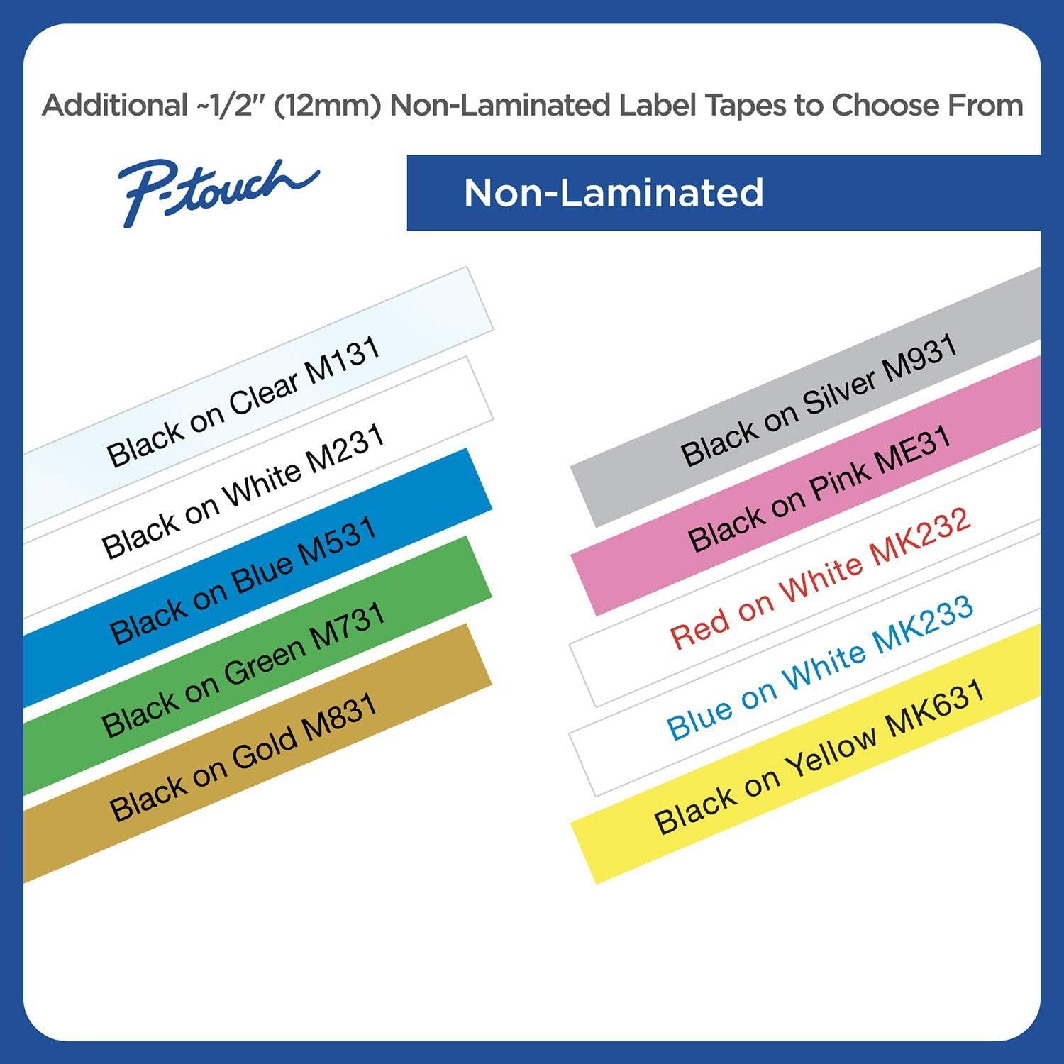 Cinta Brother M-2312PK 12mm Negro sobre Blanco 2 Paquete