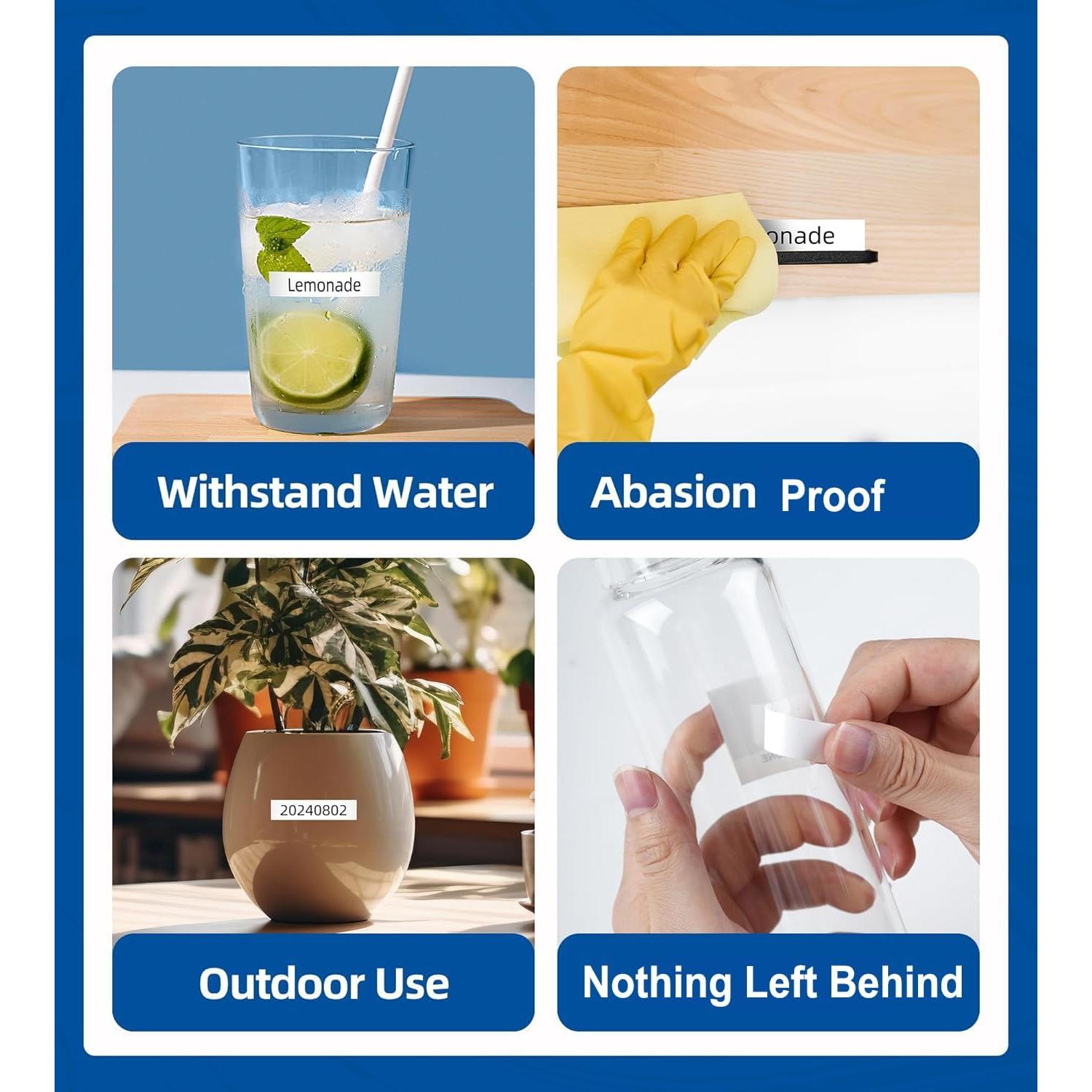 Cinta de Etiqueta AONOMI TZe-231 12mm Negra sobre Blanca 6pk