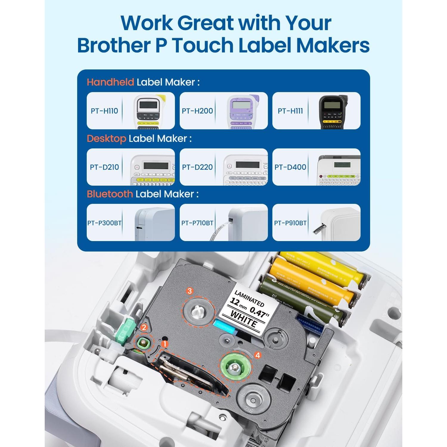 Cinta de Etiquetadora Labelife 12mm Laminada Blanca - 5 Unidades