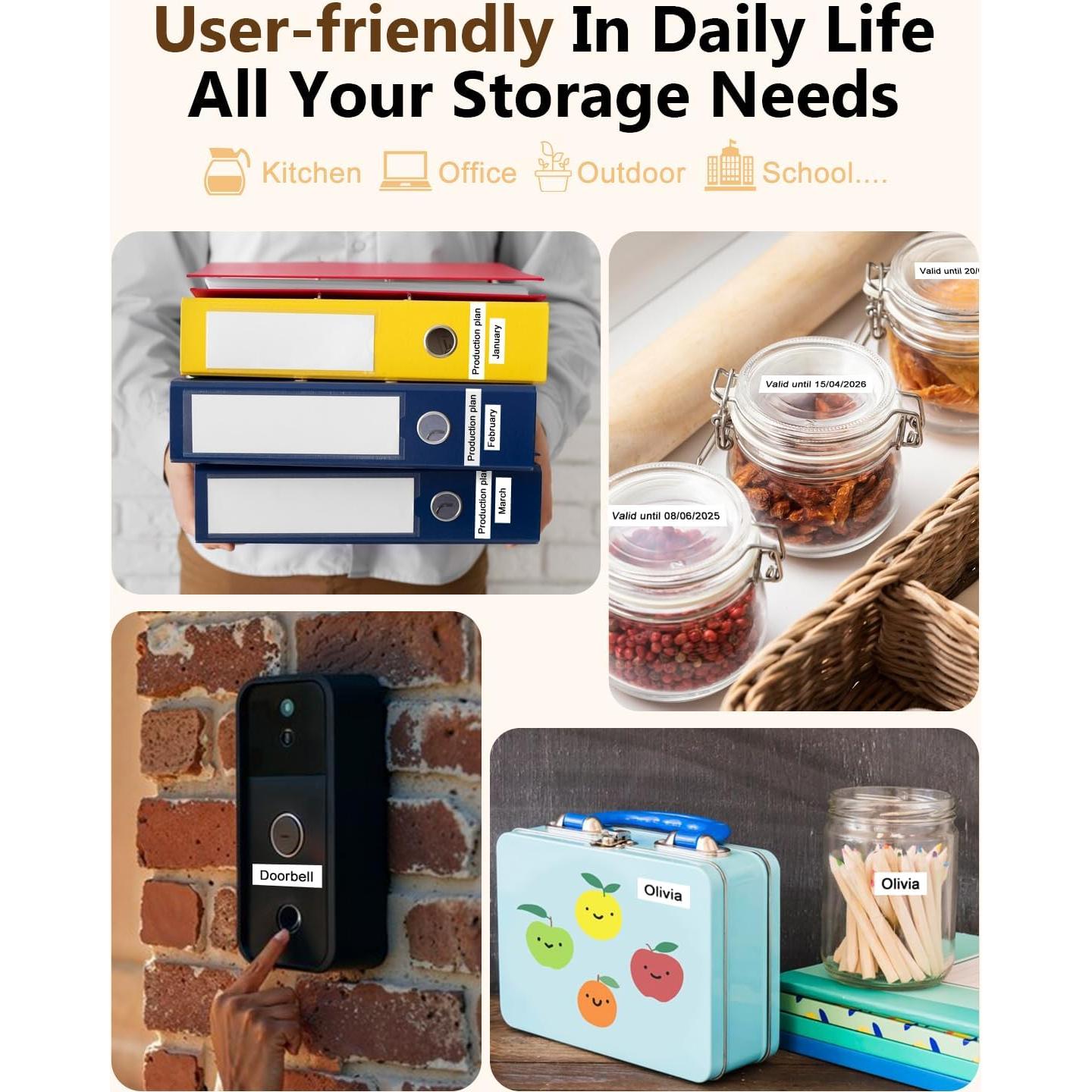 Paquete de 6 Cintas de Etiquetas P Touch YQSLPBM 12mm Negro sobre Blanco