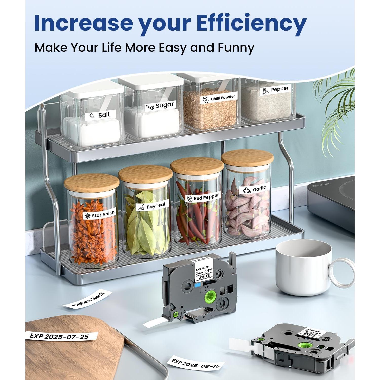 Cinta de Etiquetas Freshworld TZe-231 12mm 6-Pack Negro sobre Blanco