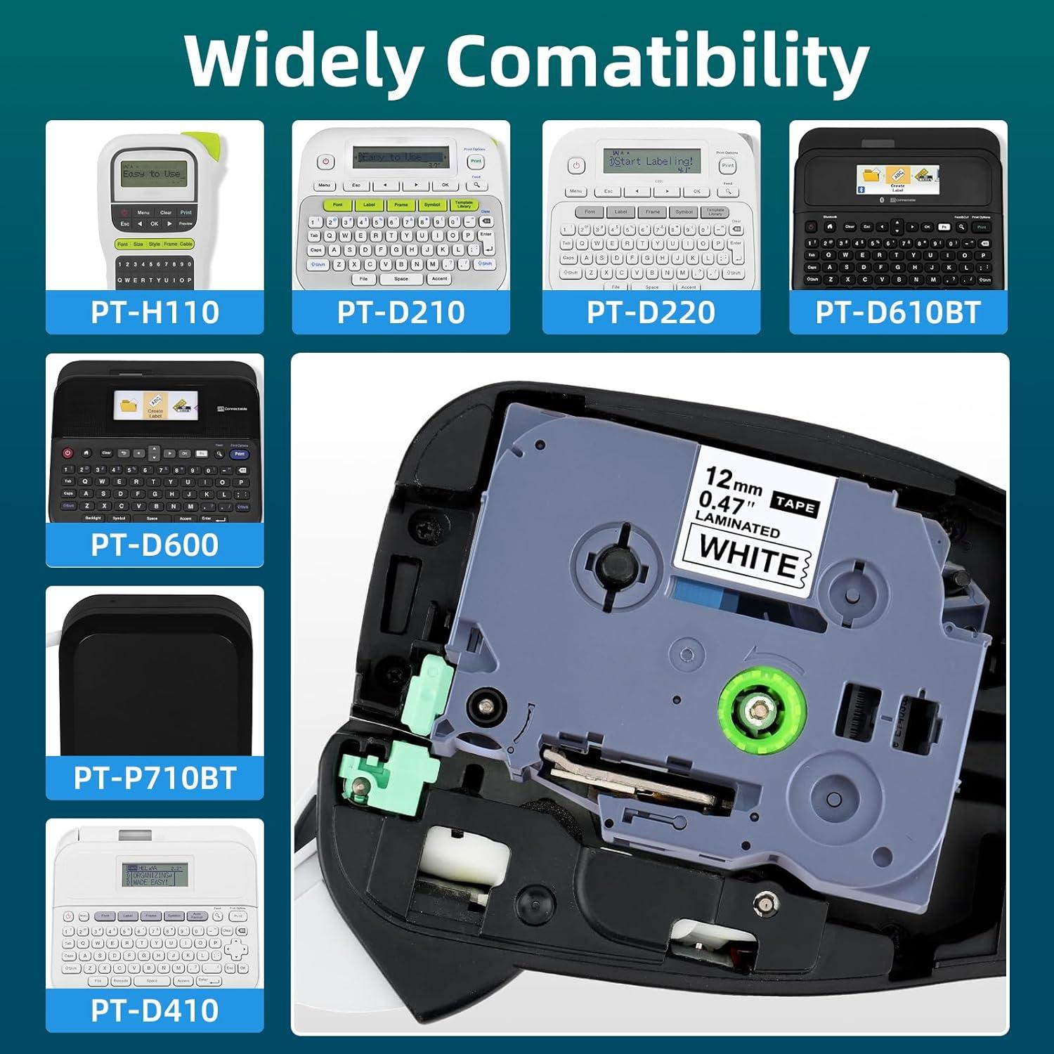 Cinta de Etiqueta Laminada LFPERT 12mm Blanca - Paquete de 4