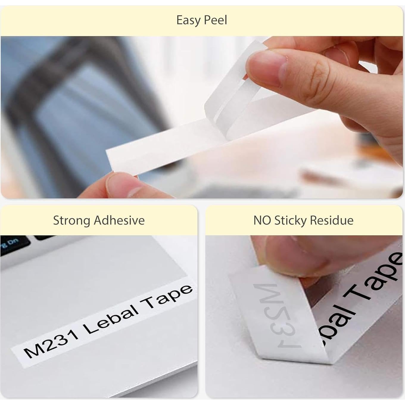 Paquete de 6 cintas compatibles Brother M-K231 12mm blancas