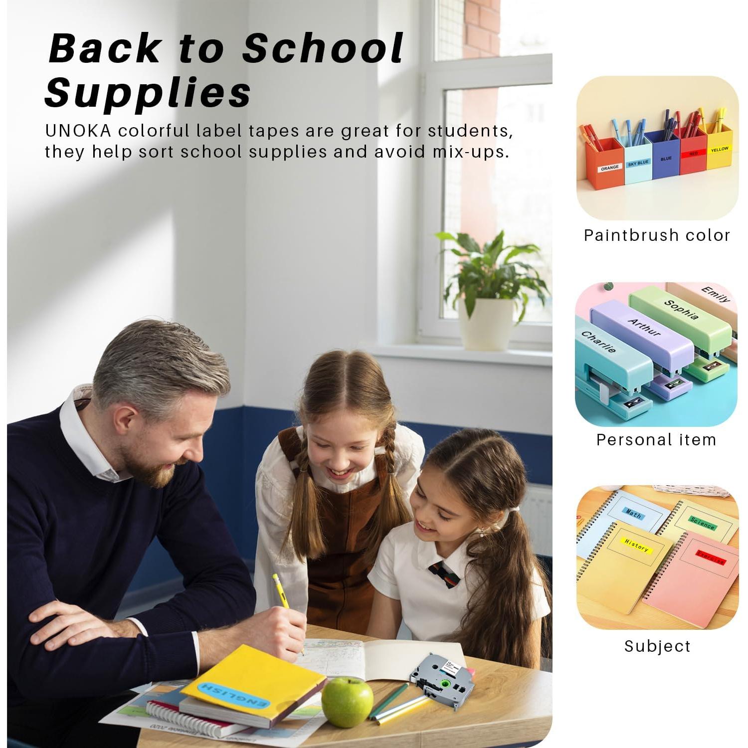 Cinta de Etiquetas UNOKA TZe 12mm Multicolor 6PK para Brother