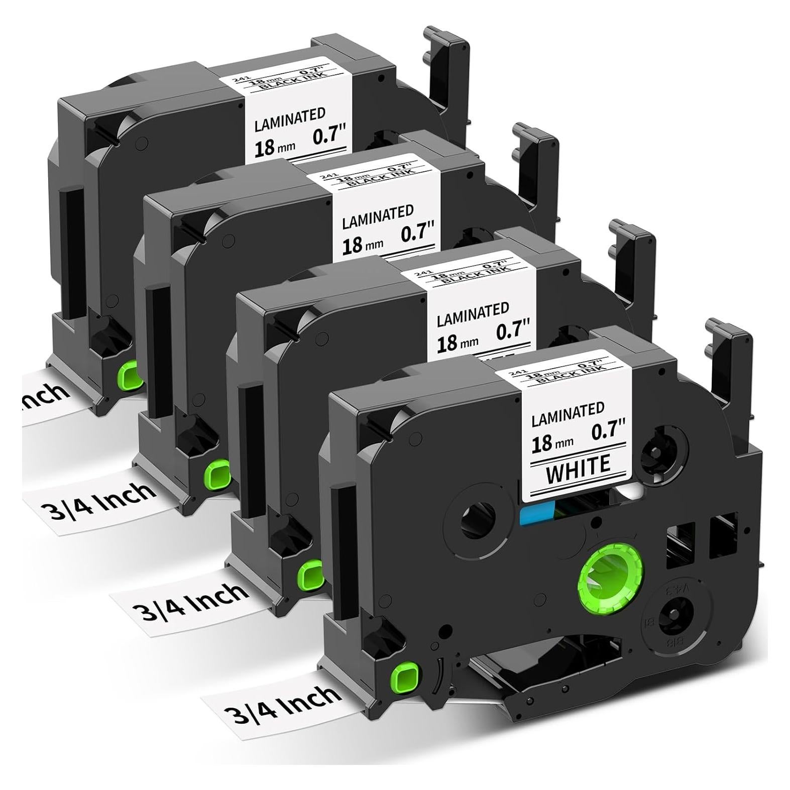 Cinta de Etiqueta Oozmas 18mm Negro sobre Blanco TZe-241