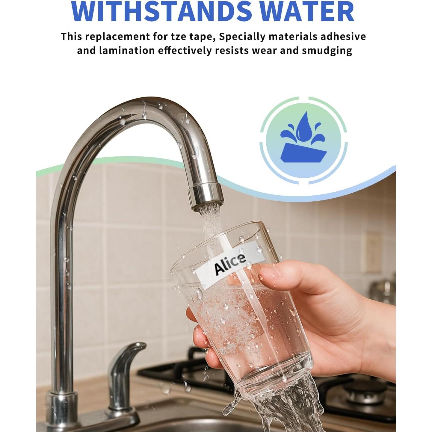 Cinta de Etiqueta Oozmas 18mm Negro sobre Blanco TZe-241