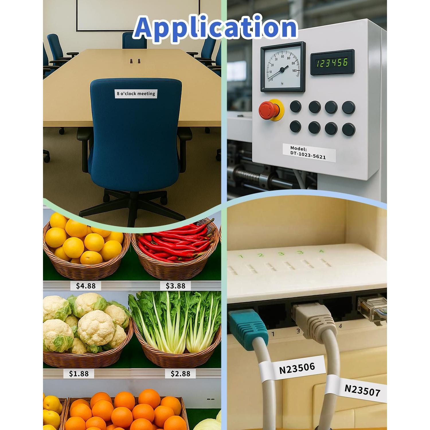 Cinta de Etiqueta Oozmas 18mm Negro sobre Blanco TZe-241