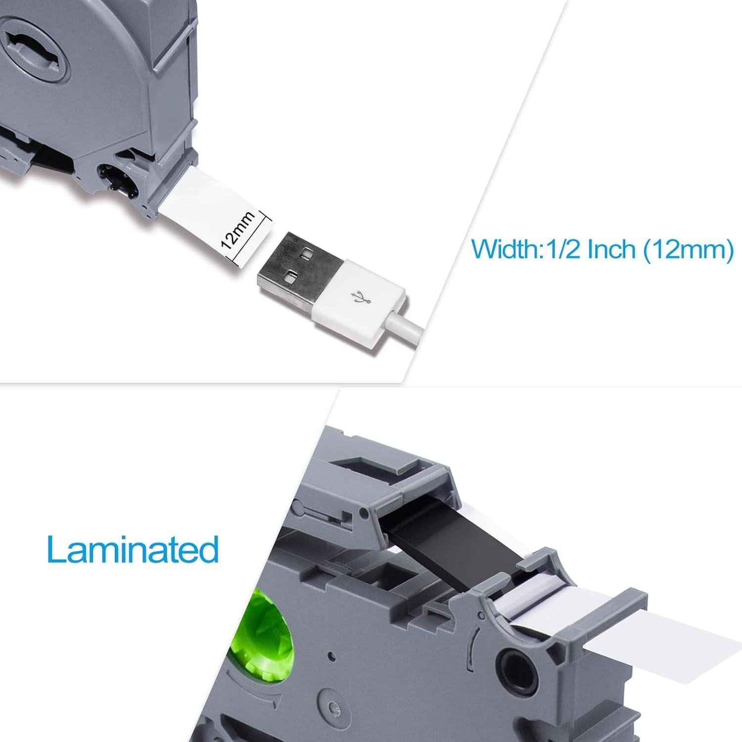 Cinta de Etiquetas Laminada Womiten 12mm x 8m TZe-131