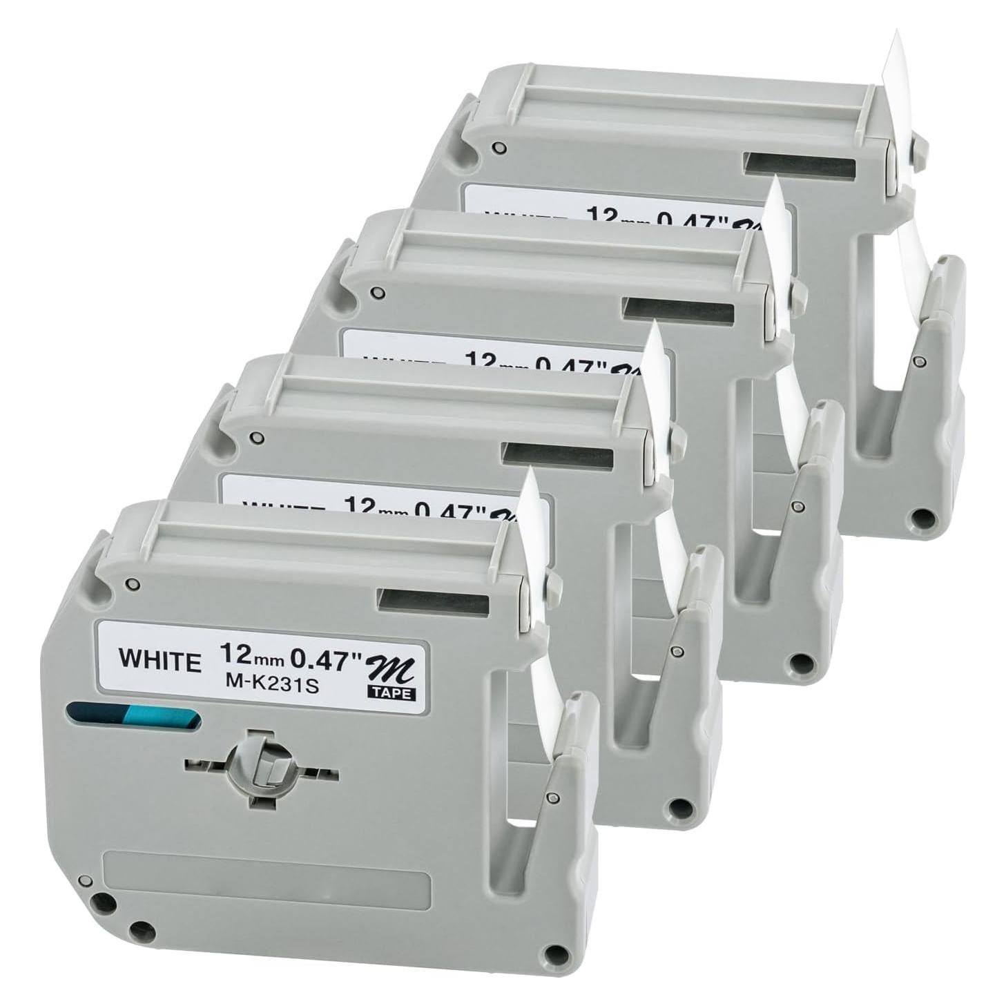 Cinta de Etiqueta MK-231 12mm Blanca BORN4SHIP - 4 Paquetes