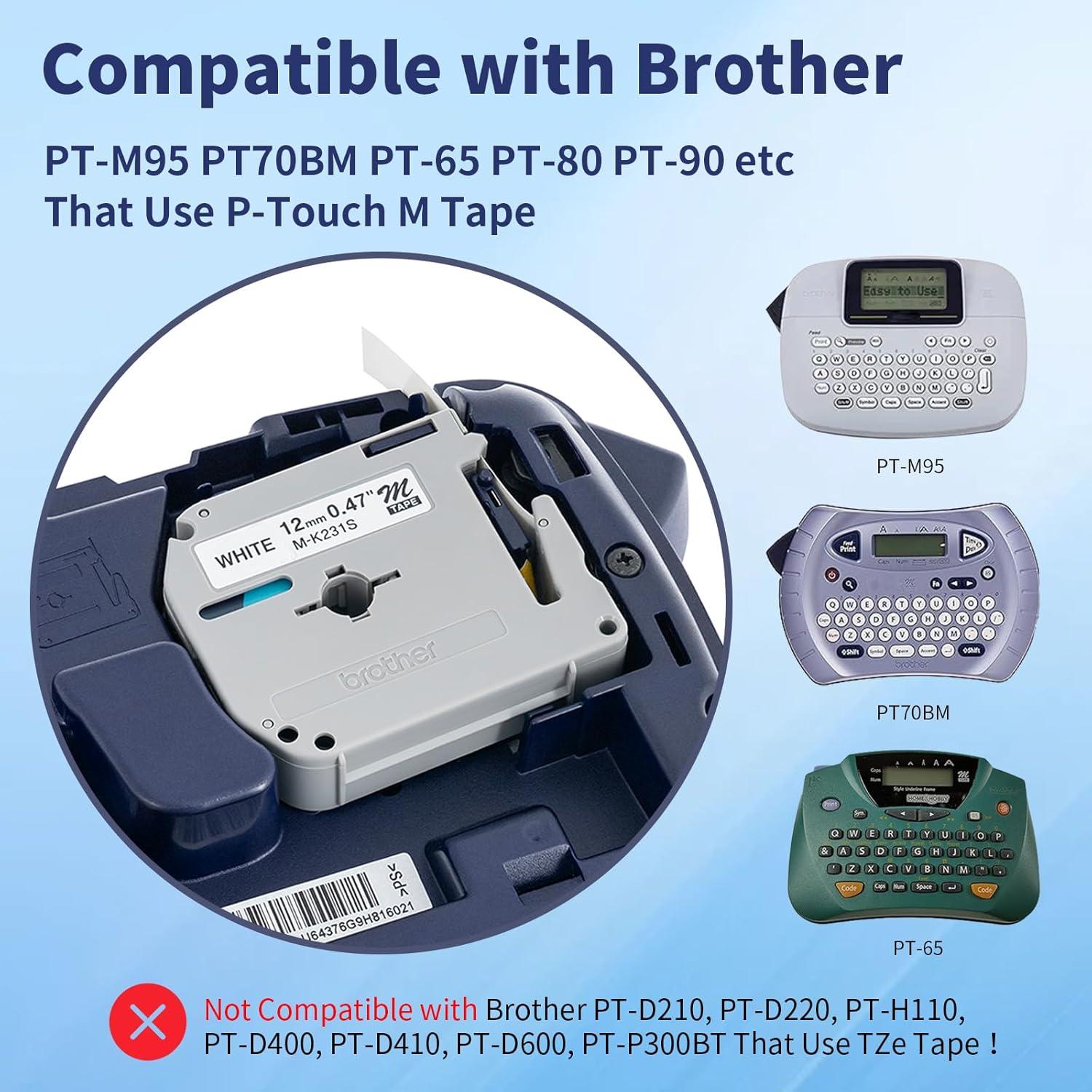 Cinta de Etiqueta MK-231 12mm Blanca BORN4SHIP - 4 Paquetes