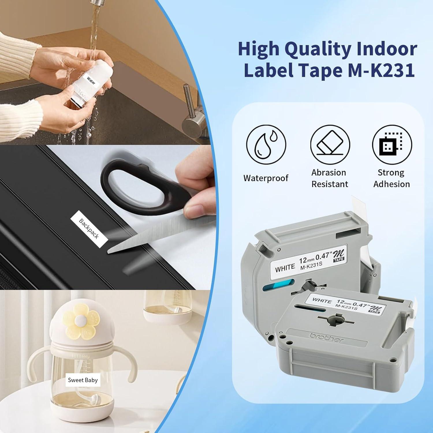 Cinta de Etiqueta MK-231 12mm Blanca BORN4SHIP - 4 Paquetes