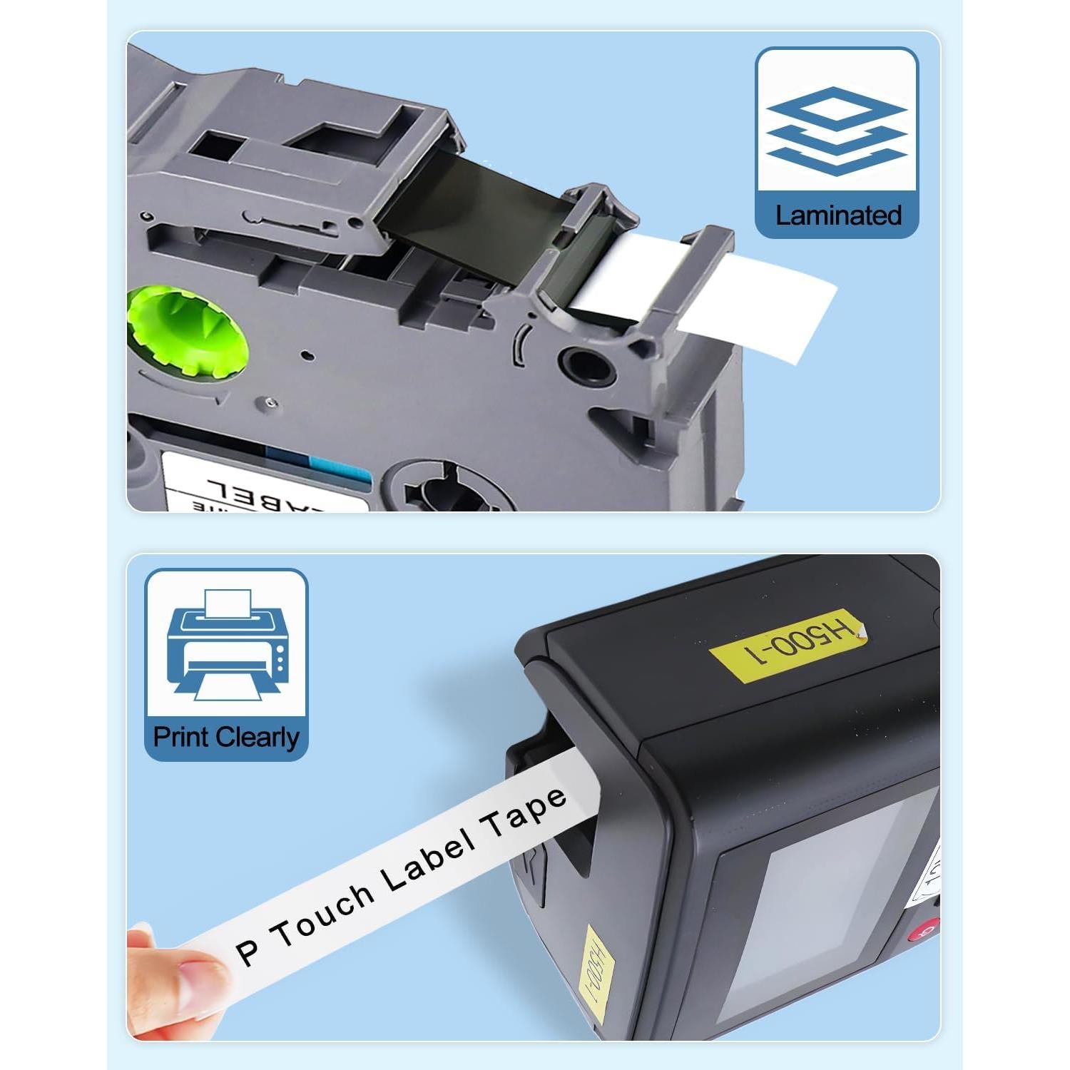 Cinta de Etiquetadora 12mm Esser TZe-231 Negro sobre Blanco - Paquete de 6