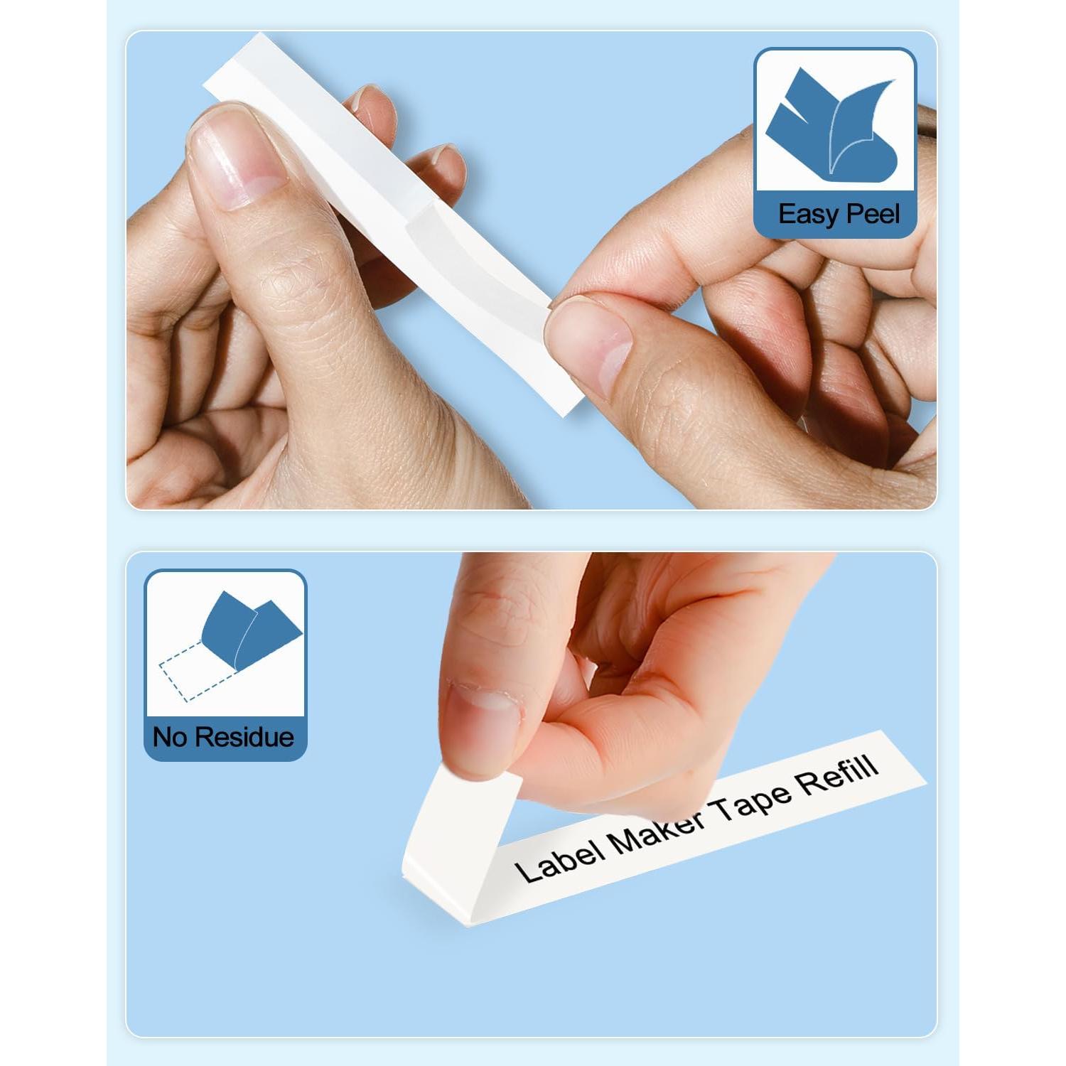 Cinta de Etiquetadora 12mm Esser TZe-231 Negro sobre Blanco - Paquete de 6