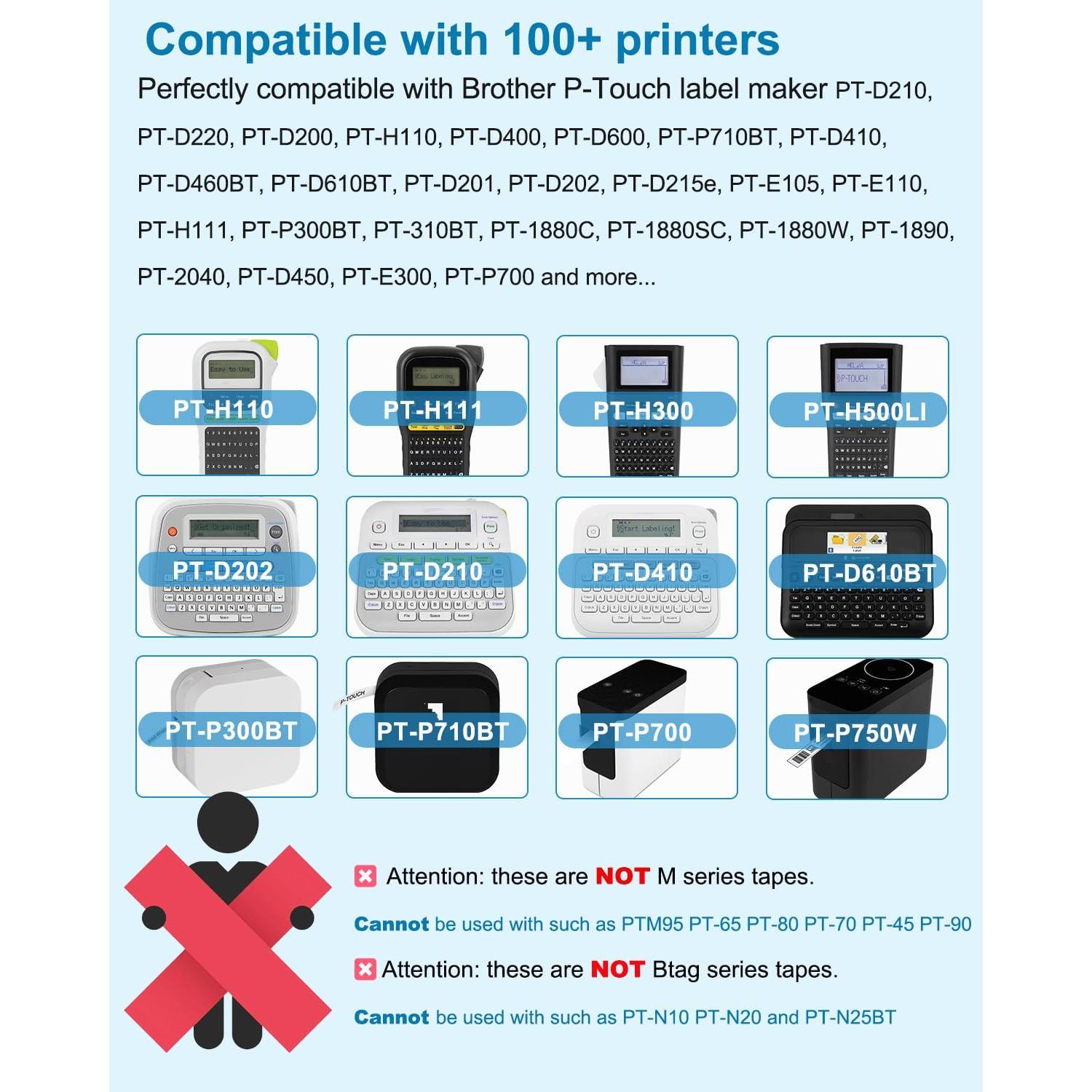 Cinta de Etiquetadora 12mm Esser TZe-231 Negro sobre Blanco - Paquete de 6