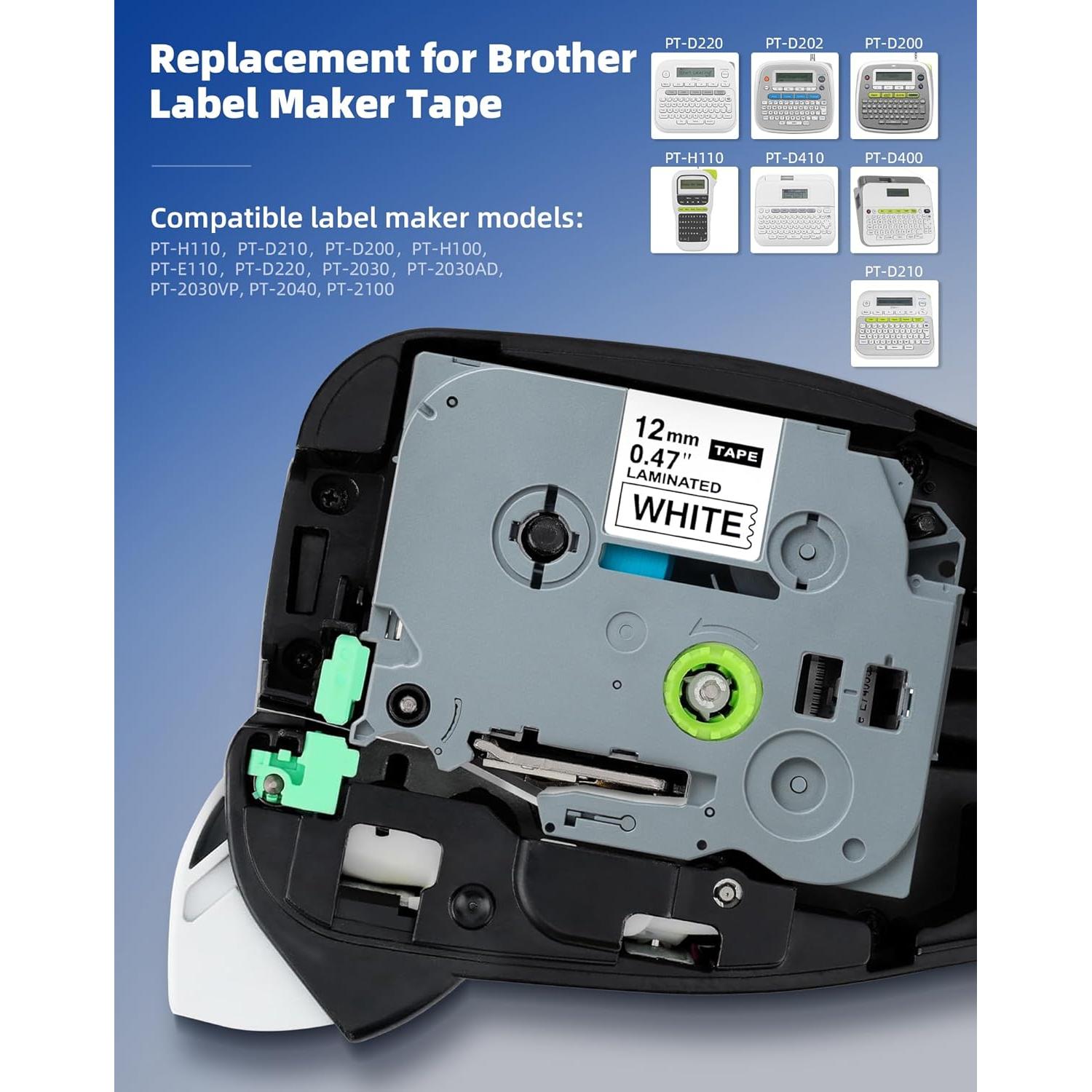 Cinta de Etiqueta Brother TZe-231 12mm 4 Unidades Blanca