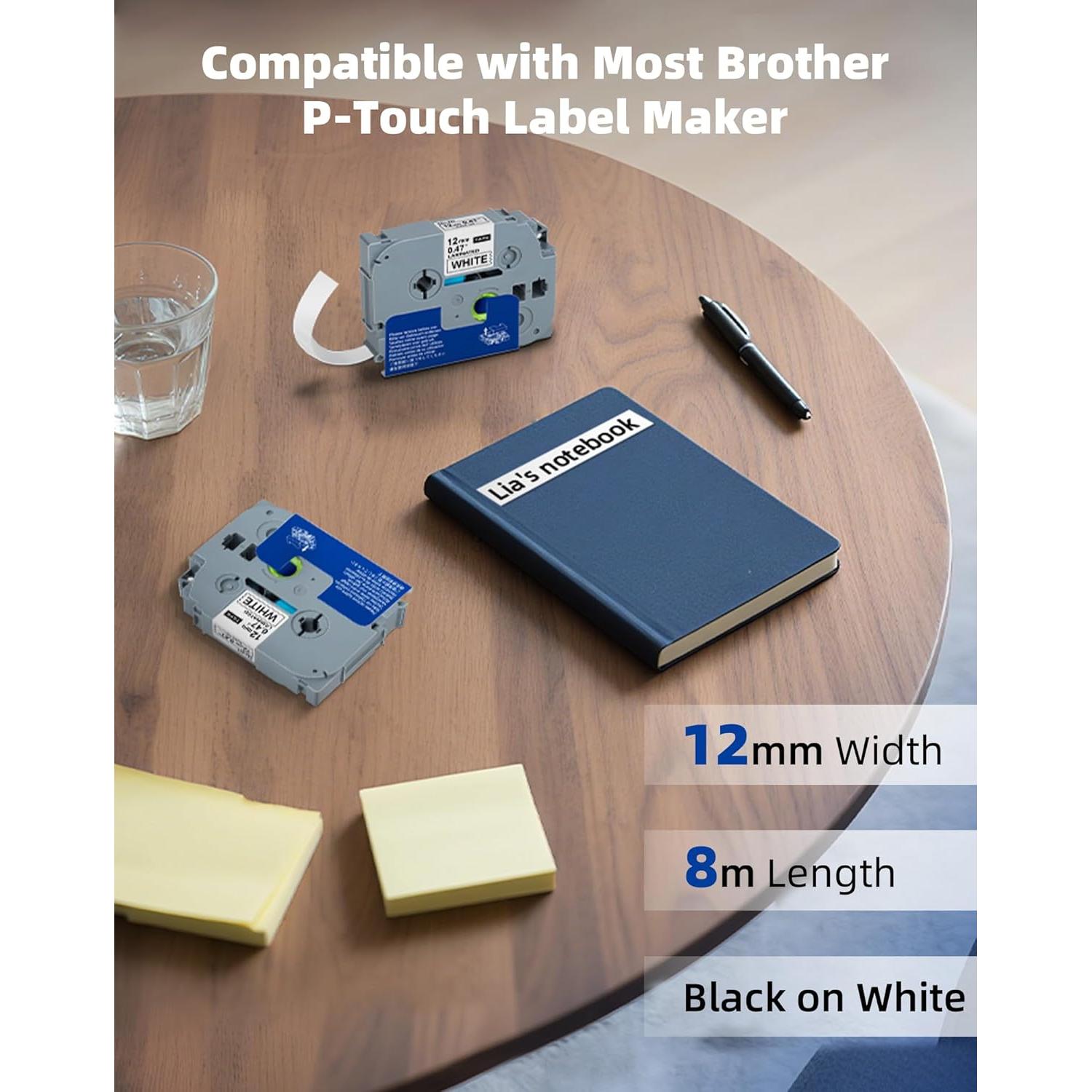 Cinta de Etiqueta Brother TZe-231 12mm 4 Unidades Blanca