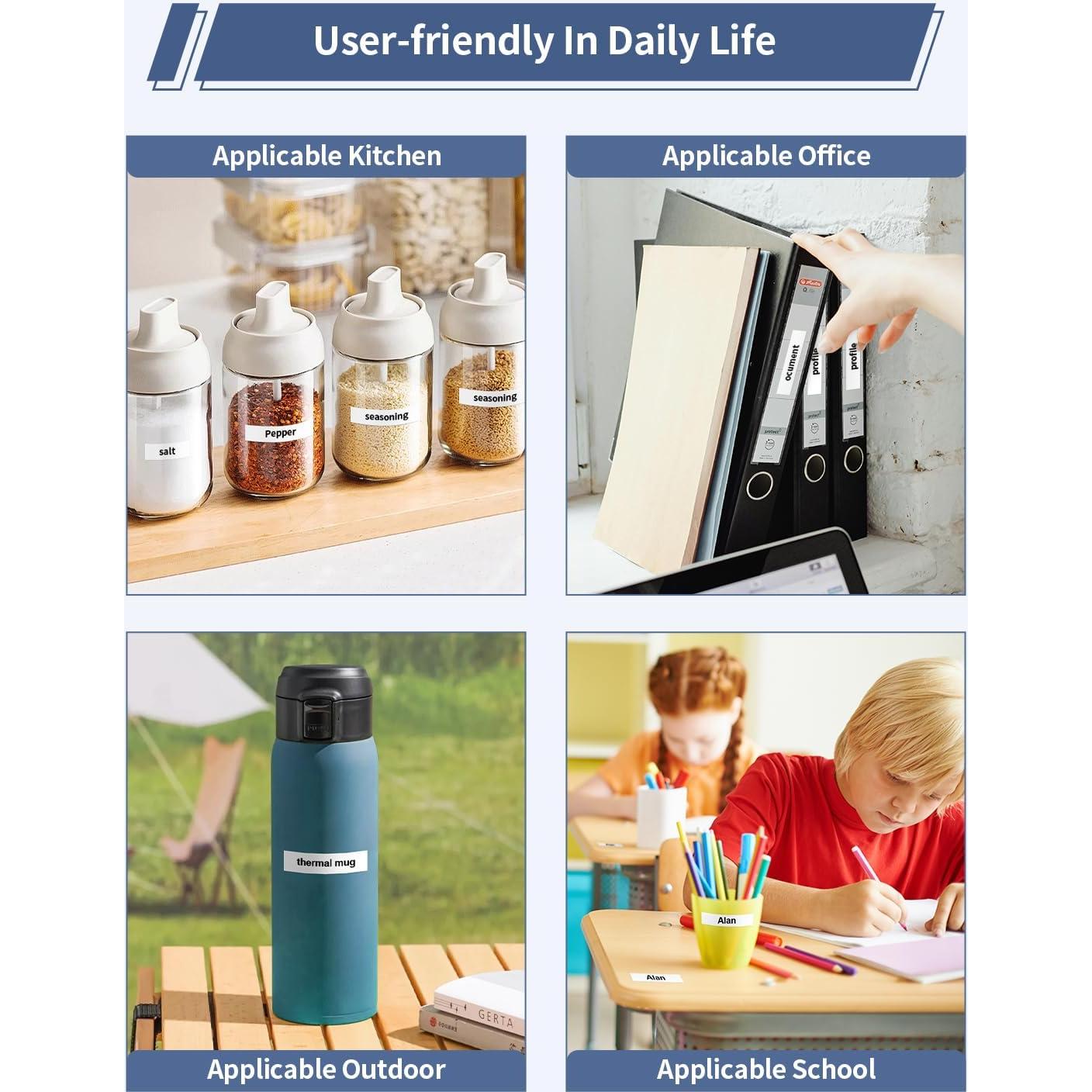 Paquete de 6 Cintas de Etiquetas Unismar M-K231 12mm Negro sobre Blanco