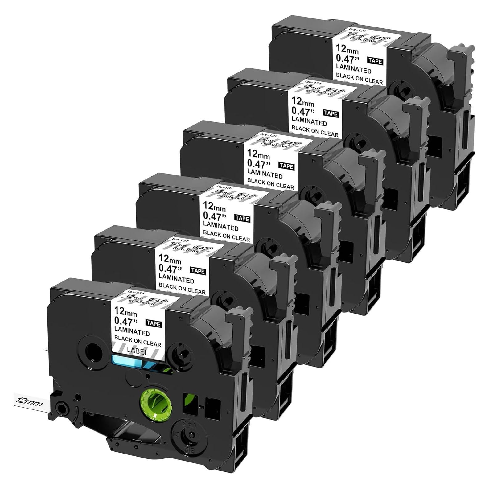 Cinta de Etiquetas Laminada JOJOME TZe-131 12mm Negro Transparente