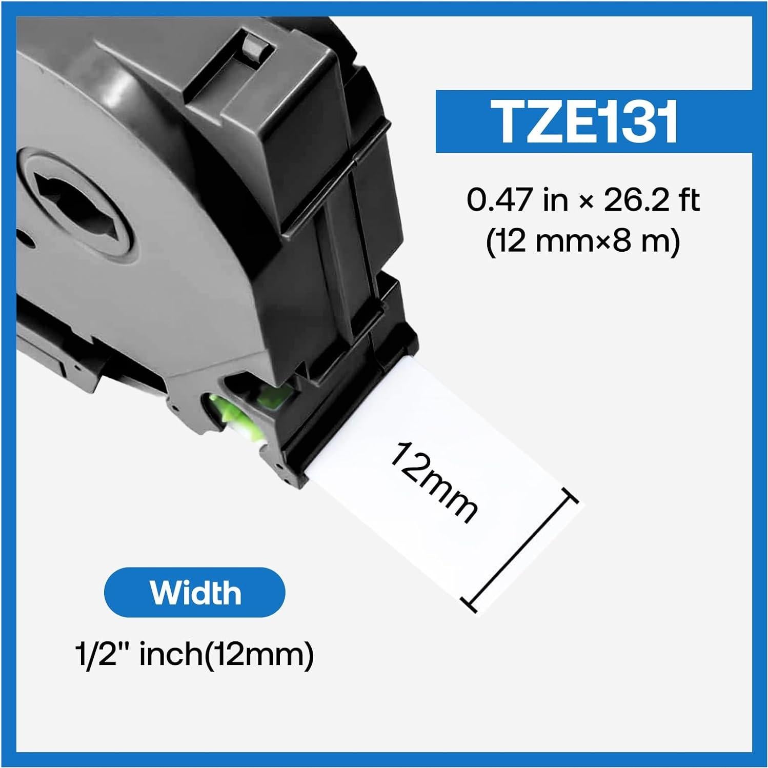 Cinta de Etiquetas Laminada JOJOME TZe-131 12mm Negro Transparente