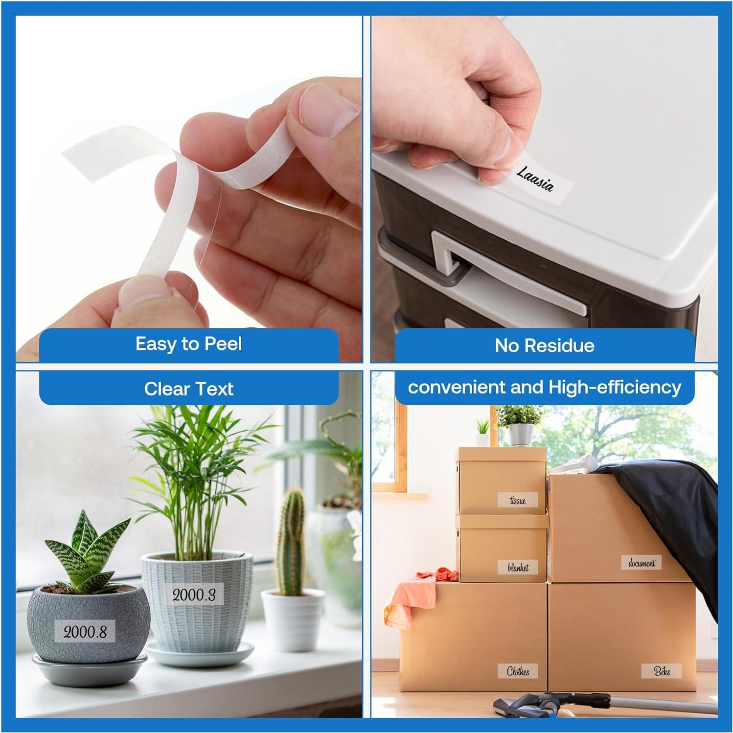 Cinta de Etiquetas Laminada JOJOME TZe-131 12mm Negro Transparente