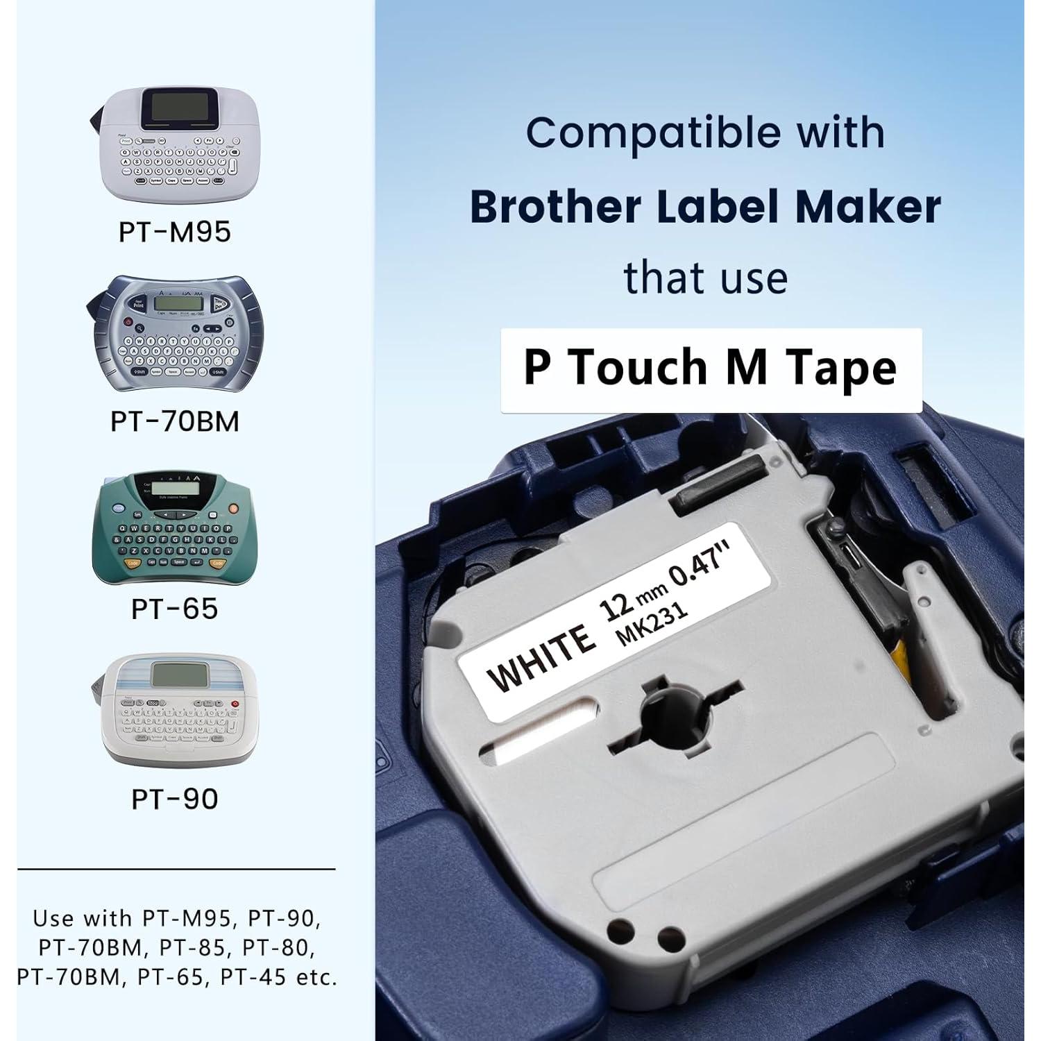 Paquete de 6 cintas de color 12mm Label KINGDOM para Brother