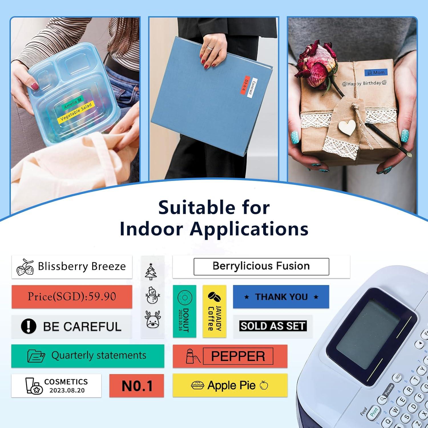 Paquete de 6 cintas de color 12mm Label KINGDOM para Brother