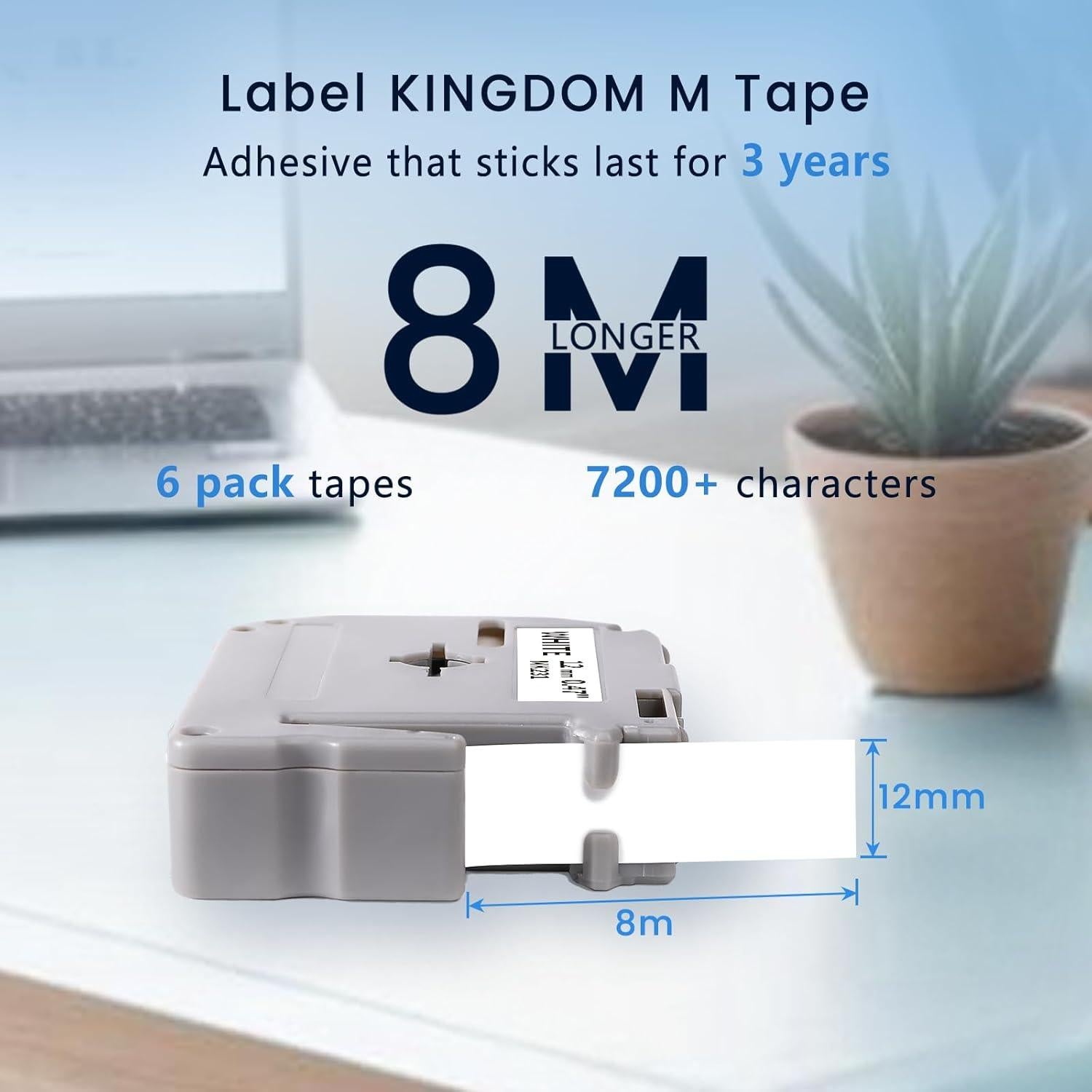 Paquete de 6 cintas de color 12mm Label KINGDOM para Brother