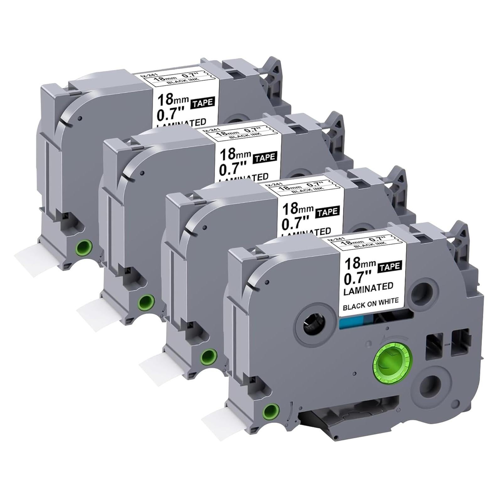 Cinta de Etiquetas Laminadas JOJOME TZe-241 18mm Negro sobre Blanco