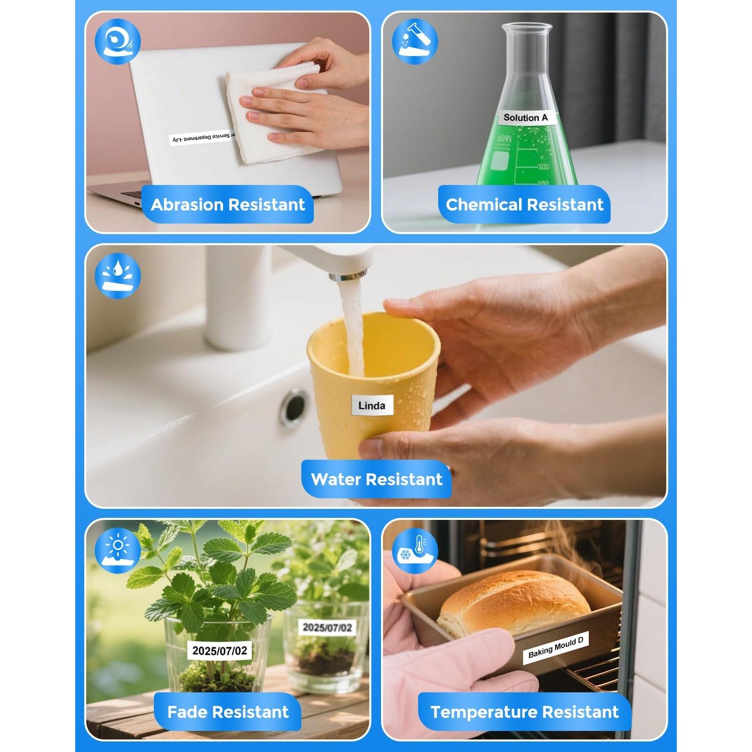 Paquete de 5 Cintas de Etiqueta 12mm XemaX Laminadas Blancas