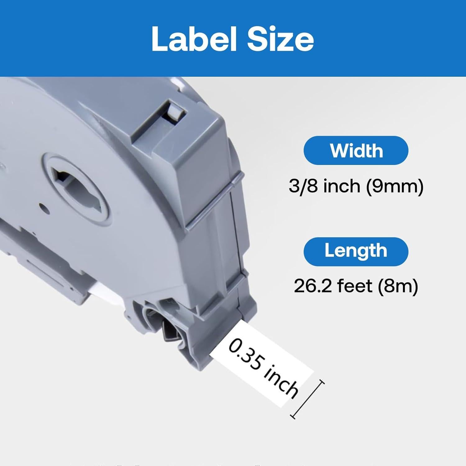 Cinta de Etiqueta JOJOME TZe-221 9mm Negro sobre Blanco 6-Pack