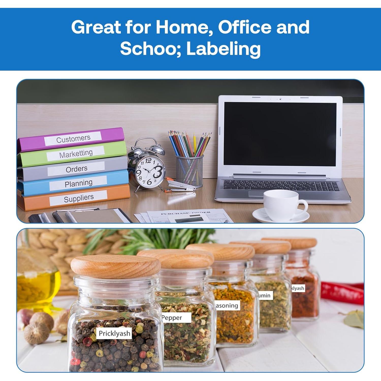 Cinta de Etiqueta JOJOME TZe-221 9mm Negro sobre Blanco 6-Pack