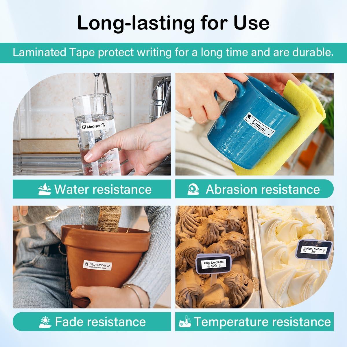 Cinta de Etiqueta Labelife TZe-241 18mm Negra sobre Blanca - 5 Pack